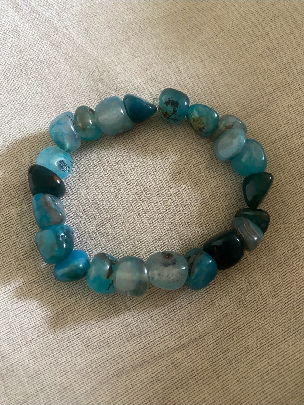 Blue Agate Bead Stretch Bracelet - Women Jewelry